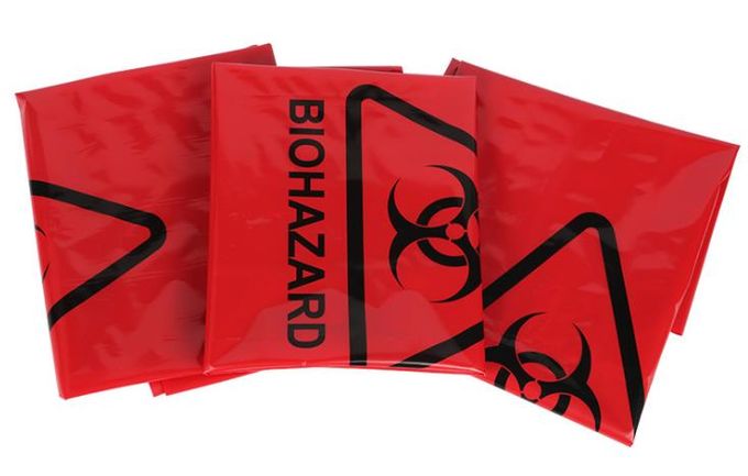 Biohazard COVID - 19の使い捨て可能なごみ袋の厚さのための伝染性の不用な袋PPE 5ミルの長さ86のcmの幅70cm
